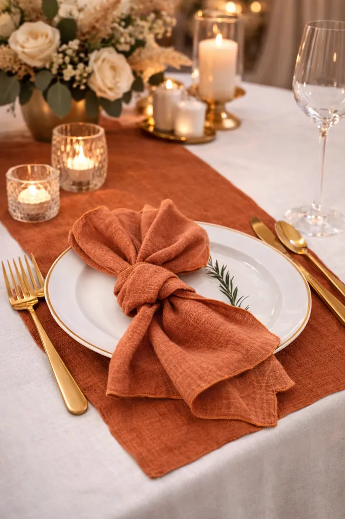 serviette de table gaze de coton terracotta