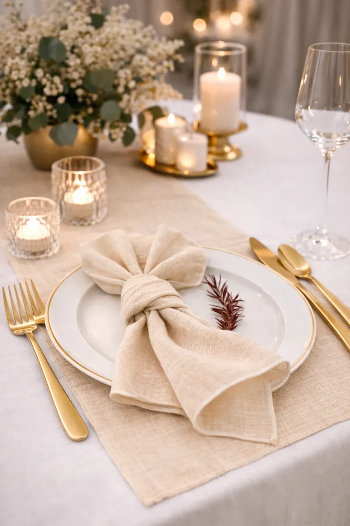 serviette de table gaze de coton champagne