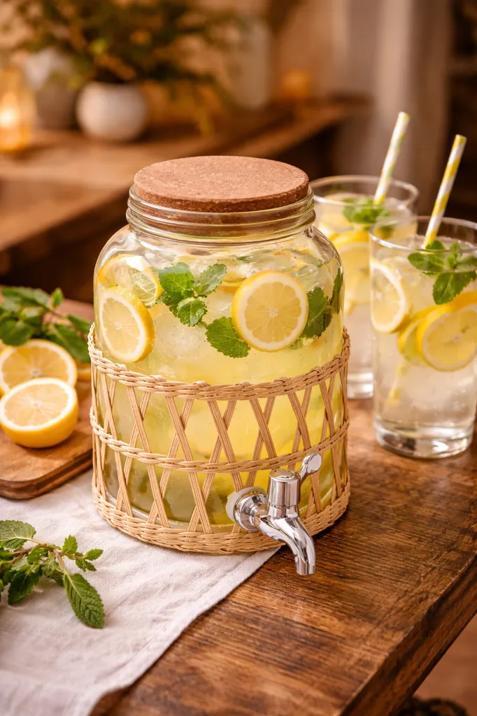 Jar à boisson rotin