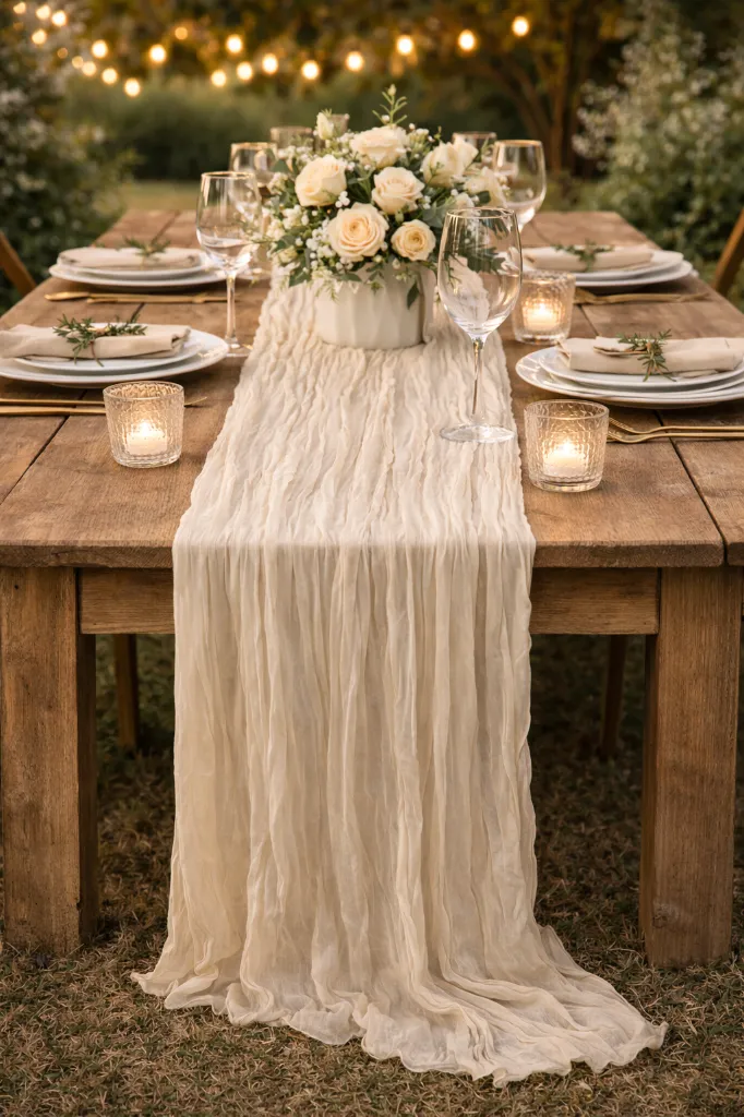 Chemin de table gaze de coton