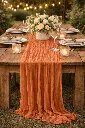 Chemin de table gaze de coton terracotta