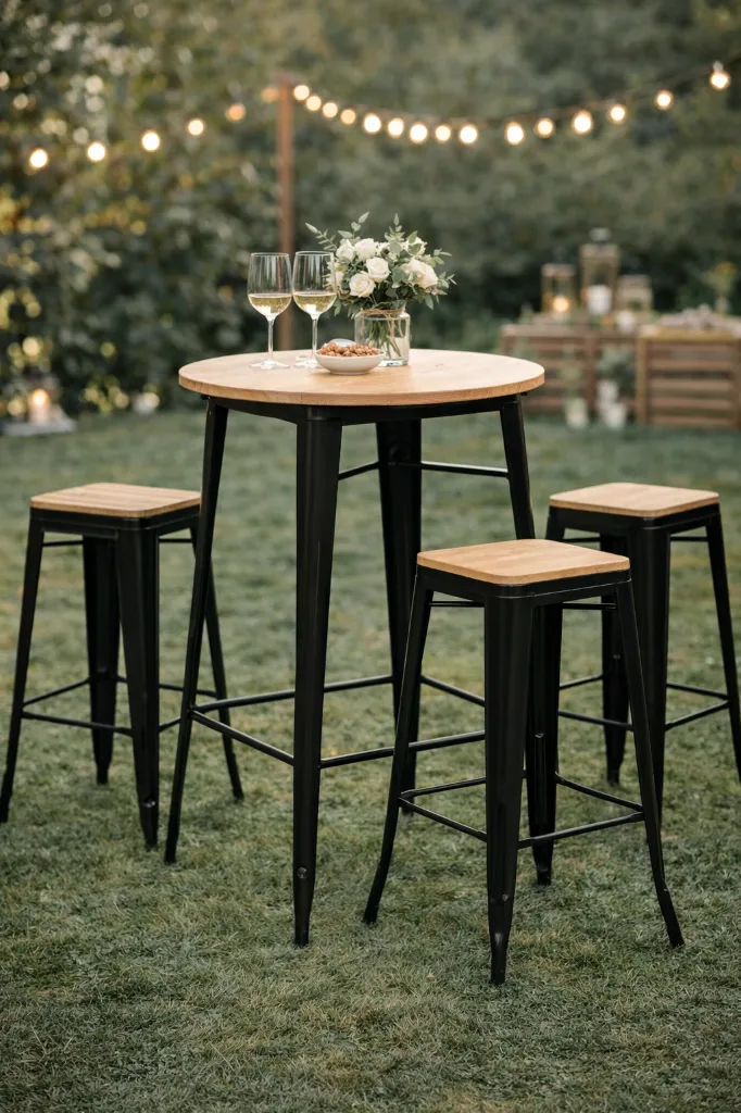 Tabouret haut métal et bois